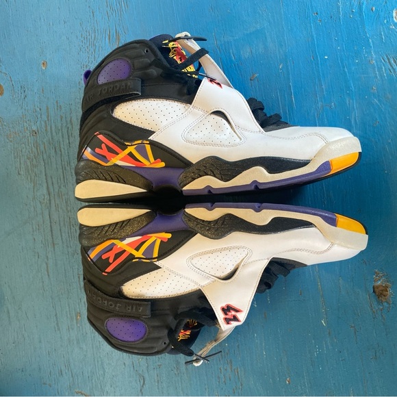 Jordan Athletic Shoes - White, Black, Purple, Yellow Retro 8 Air Jordan Nike - Picture 1 of 6